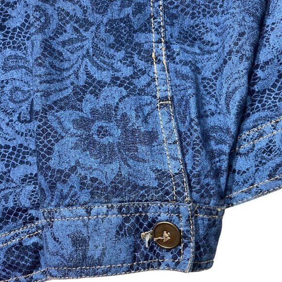GLORIA VANDERBILT CASUALS Lace Motif Jean Jacket Women's XL Blue Button Up - Picture 4 of 14